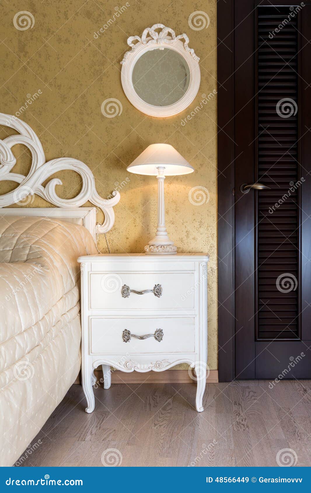 White Vintage Style Nightstand Stock Image Image of nightstand, style 48566449