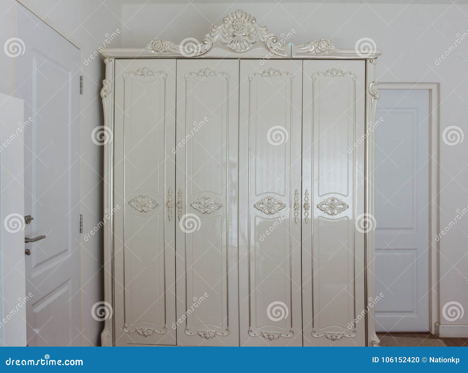 White vintage wardrobe stock photo. Image of texture 106152420