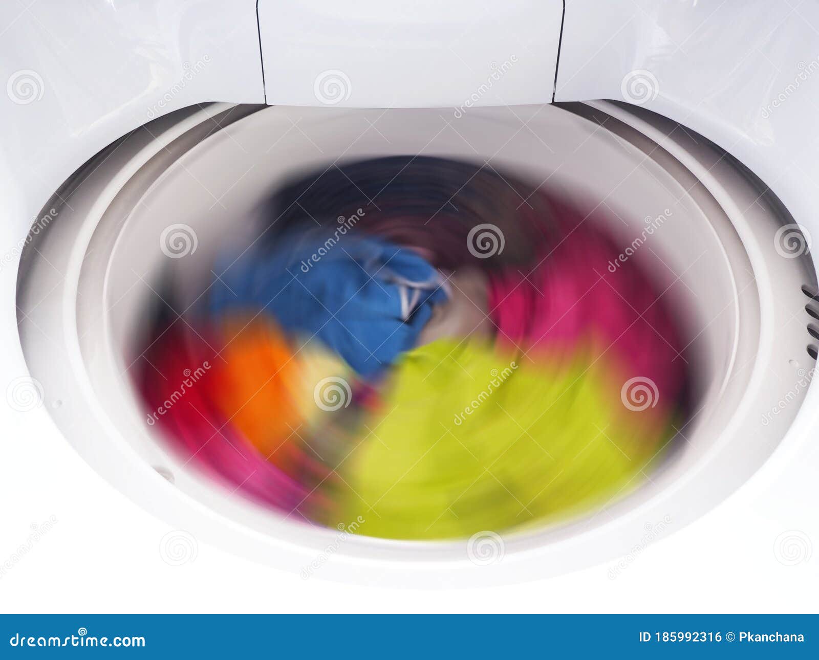White Washing Machine with Clothes Spinning Stock Photo Image of load