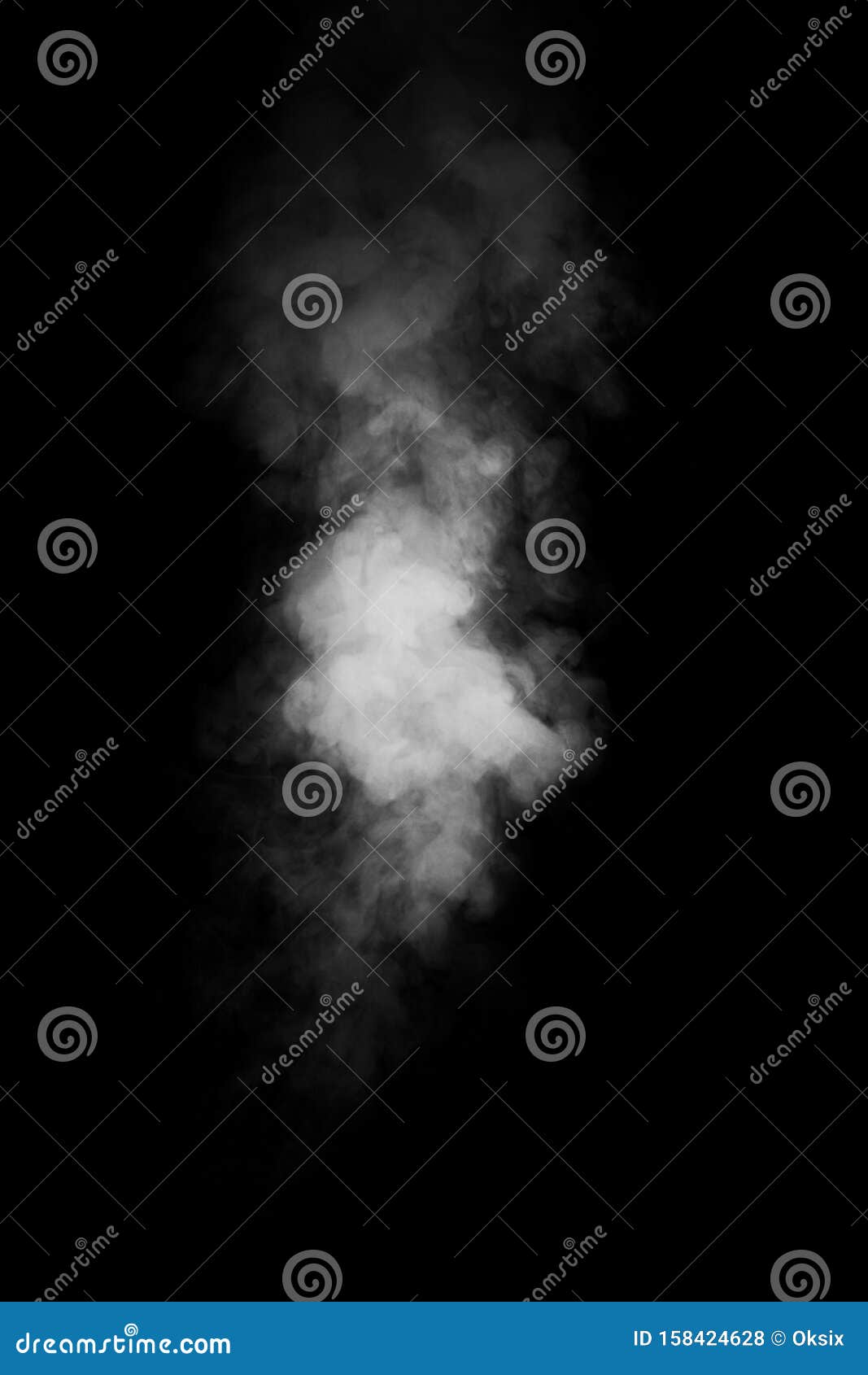 white water steam  on black background