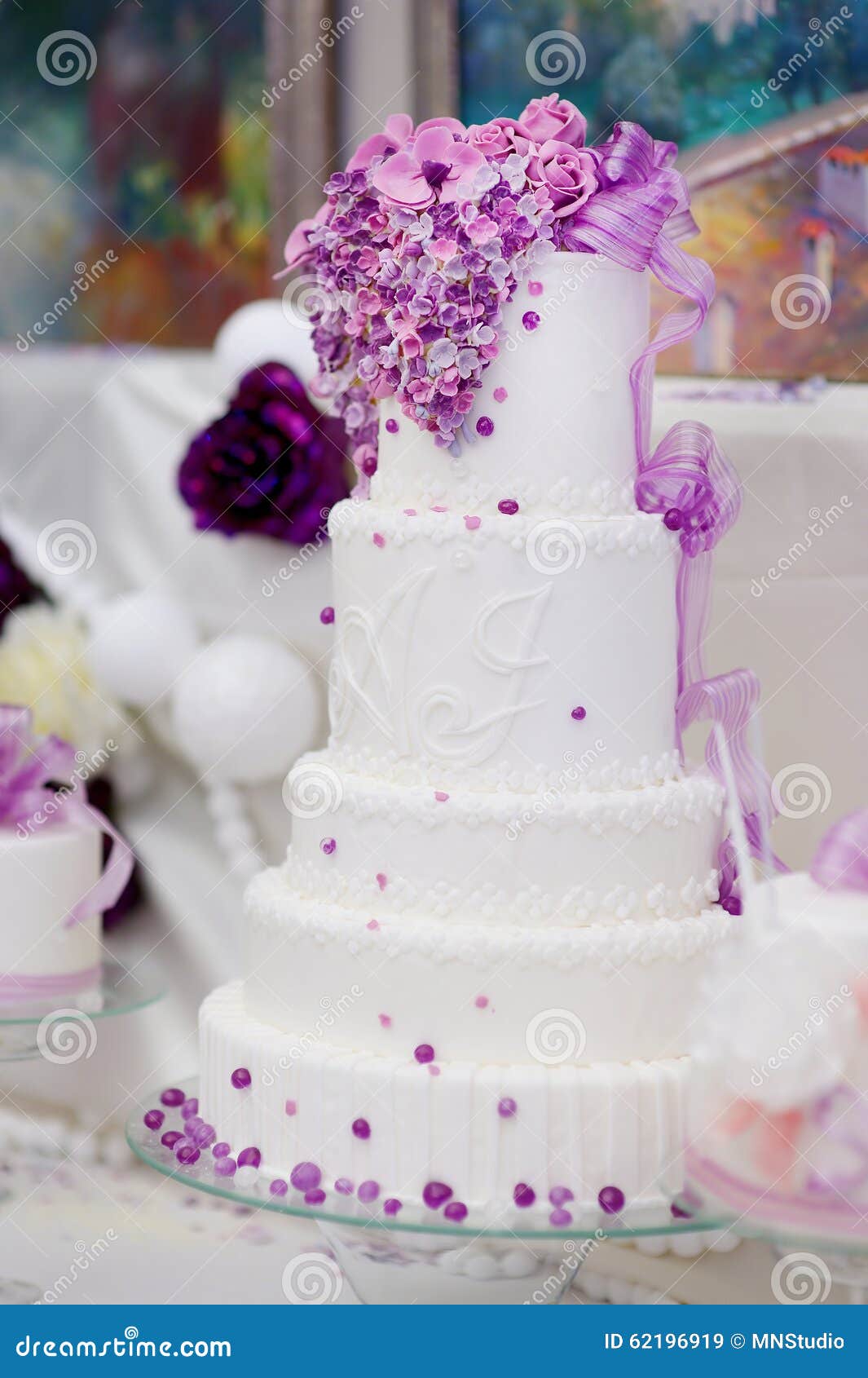 White Wedding Cake Decorated with Sugar Bubbles Stock Image Image of