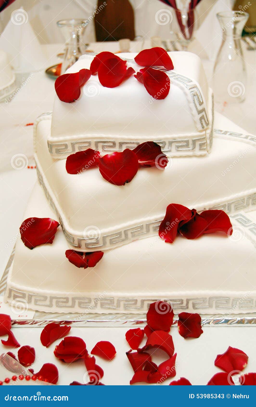 White Wedding Cake with Roses Stock Image - Image of birthday ...