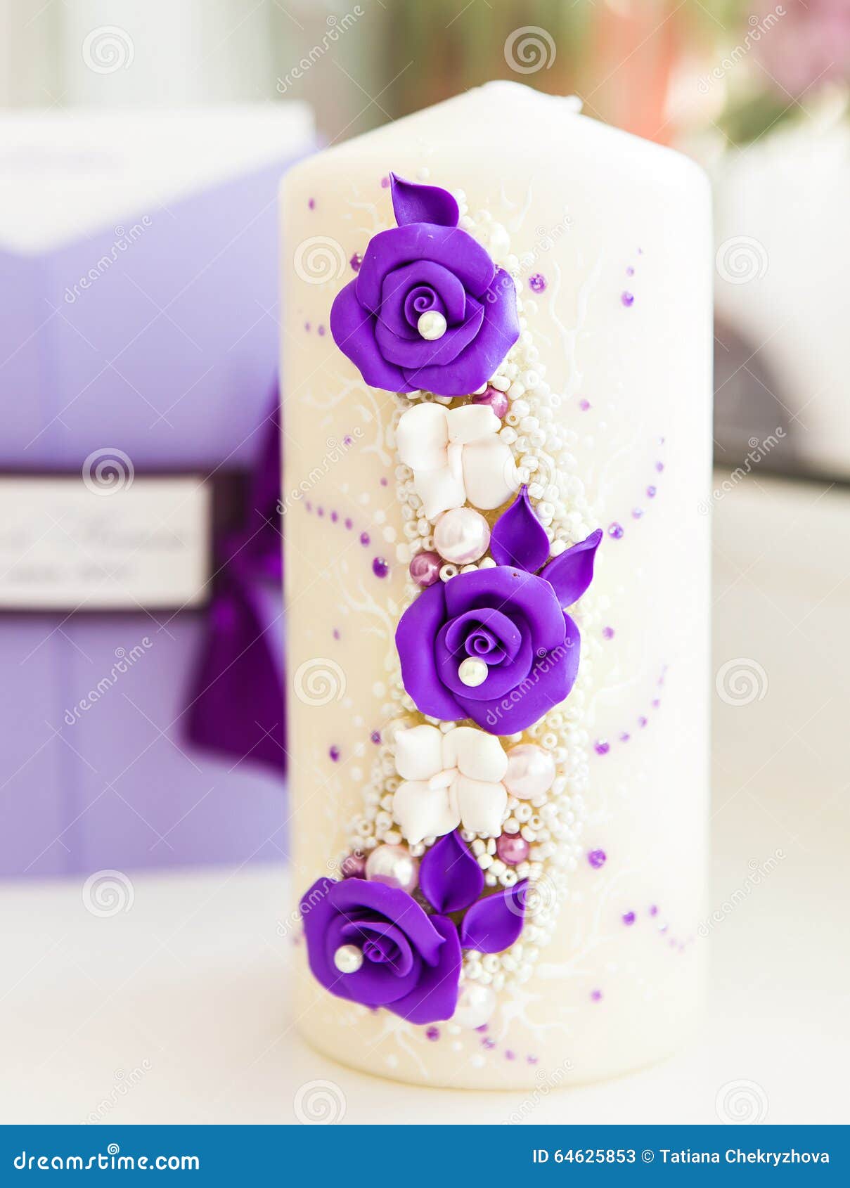 White Wedding Candles with Bright Beautiful Stock Image Image of