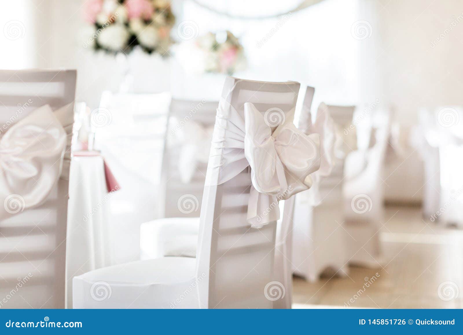 White wedding chair stock photo. Image of venue, banquet 145851726