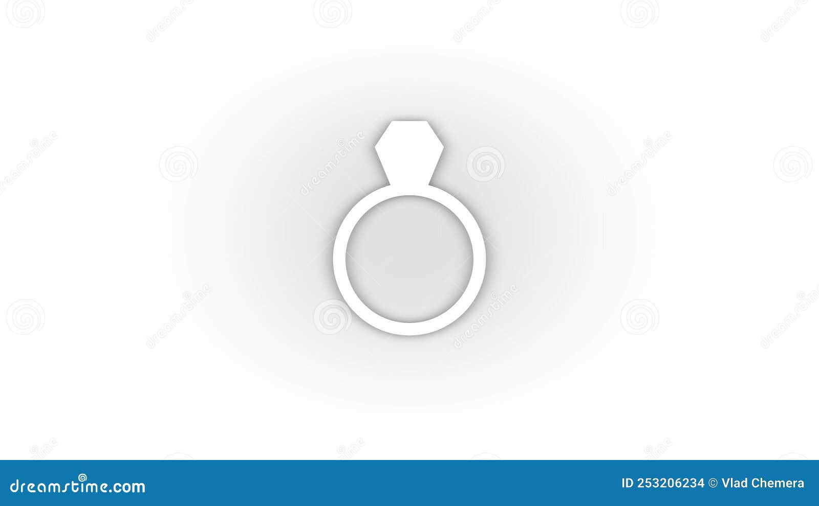 White Wedding Ring Icon with Shadow Isolated on White Background. Stock