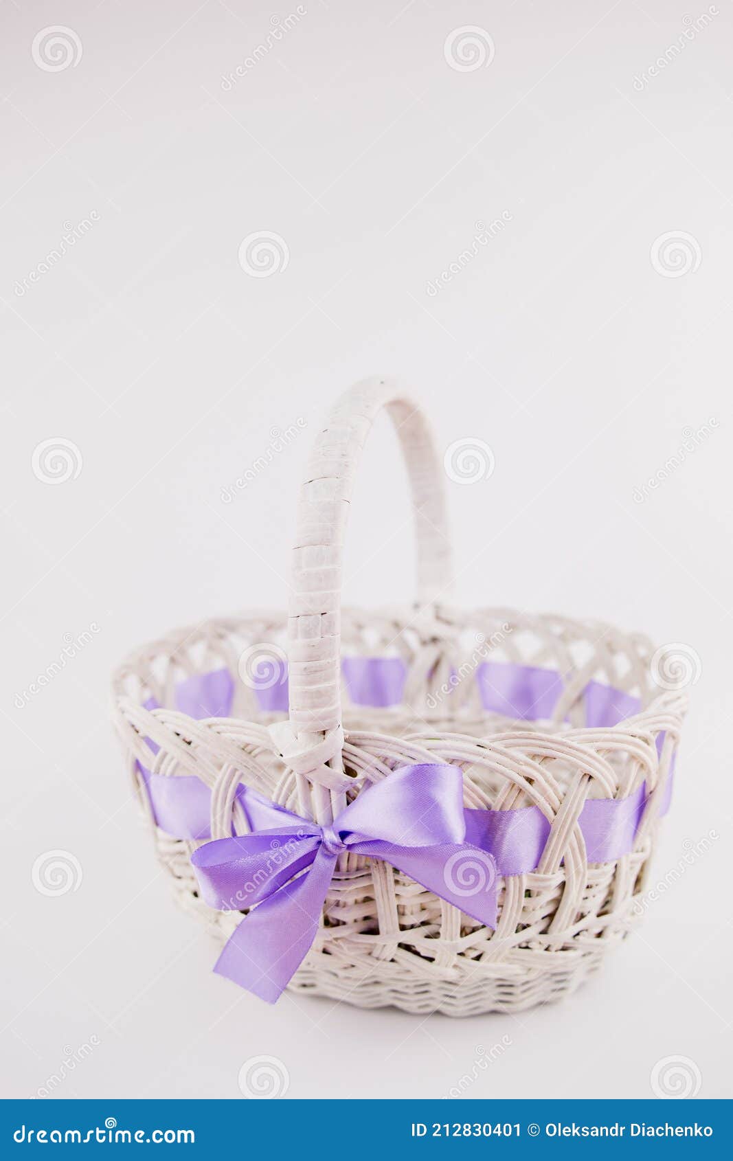 White Wicker Basket for Easter on White Background Stock Image Image