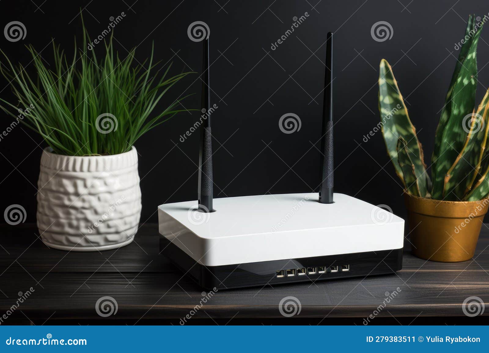 White Wifi Router Table. Generate Ai Stock Illustration Illustration