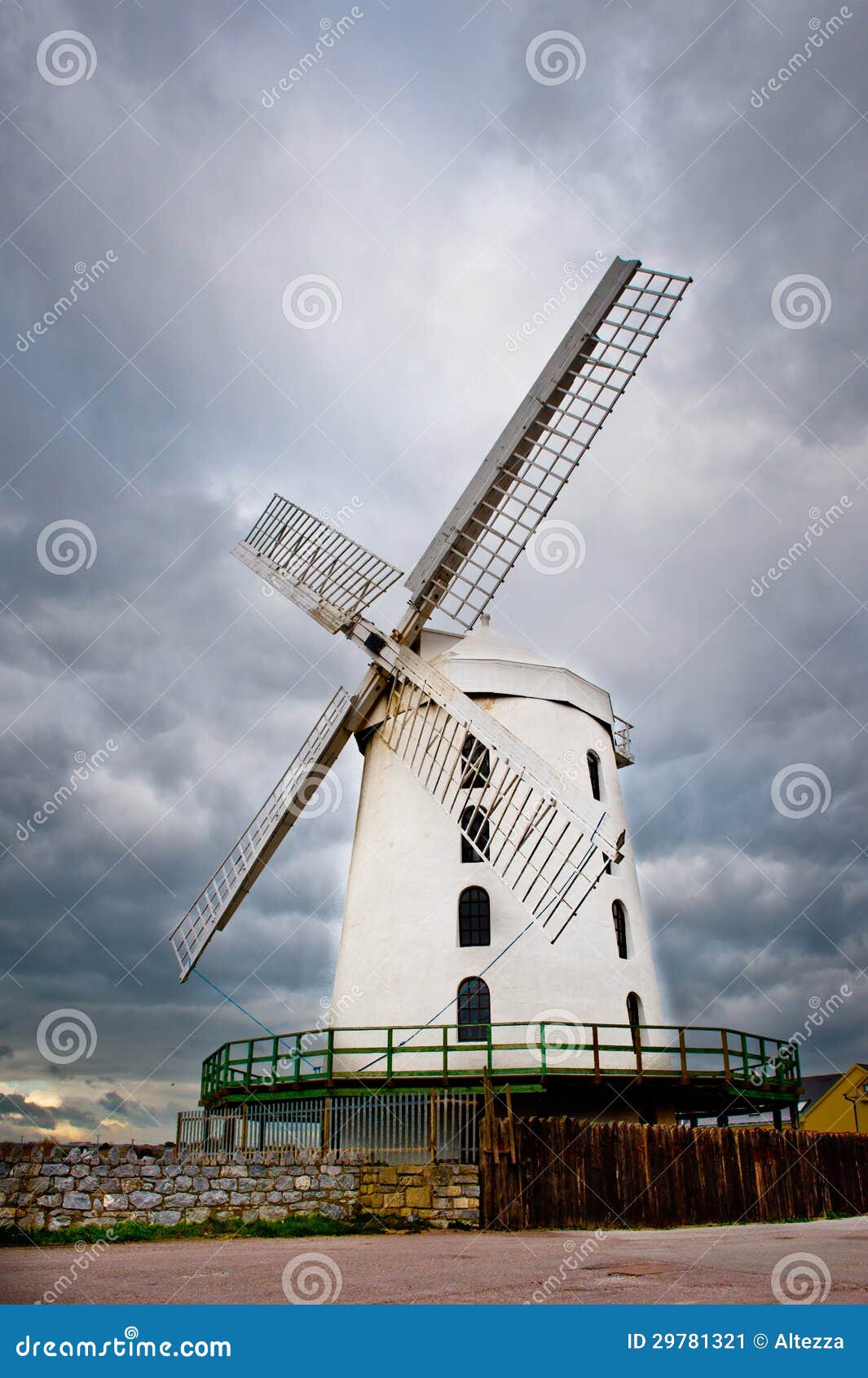 White Windmill in Ireland stock image. Image of europe 29781321