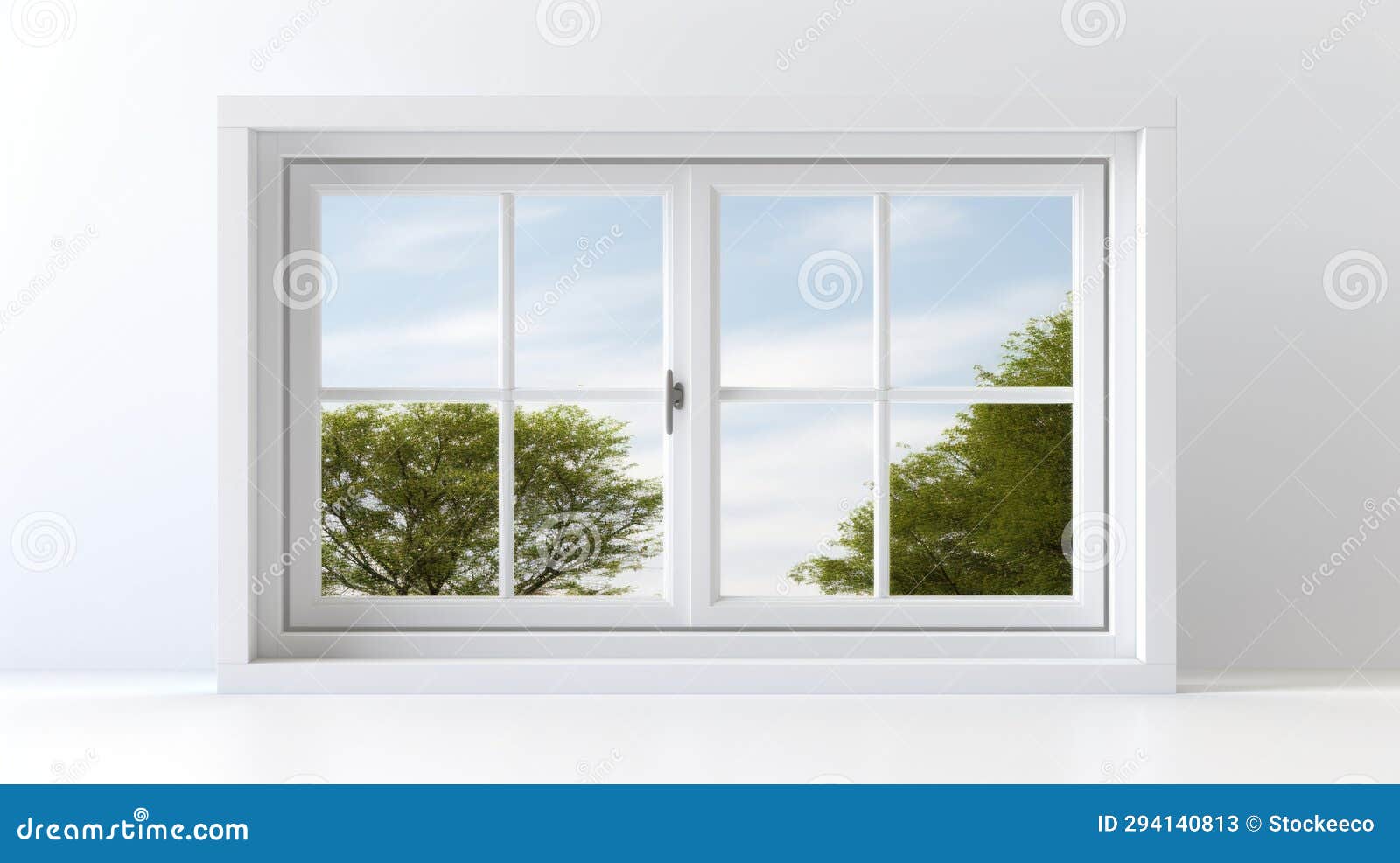 white window with trees: smooth surfaces and high detail