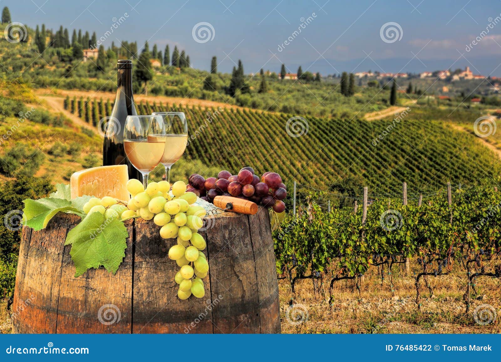 Small Size Lunarable Winery Cutting Board Apple Green Decorative Tempered Glass Cutting and Serving Board White Wine with Cask on Vineyard at Sunset in Chianti Tuscany Italy