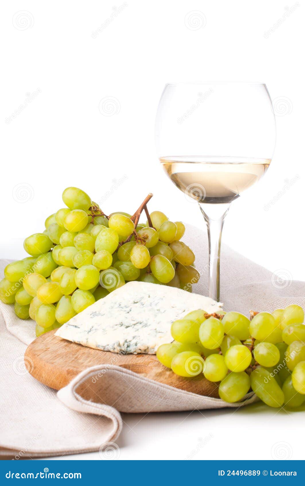White Wine, Blue Cheese and Grapes Stock Image Image of blank