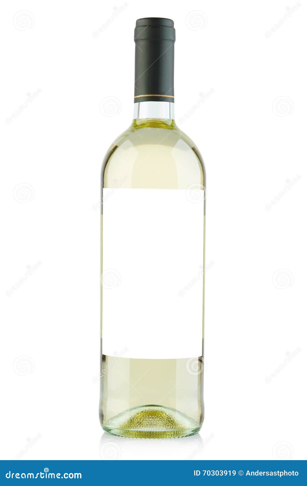 White Wine Bottle with Blank Label on White Stock Image Image of