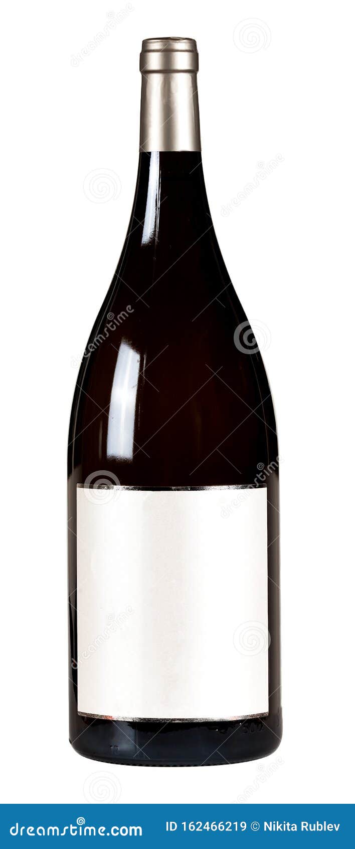 White Wine Bottle With Blank Lable Isolated On White Background Stock