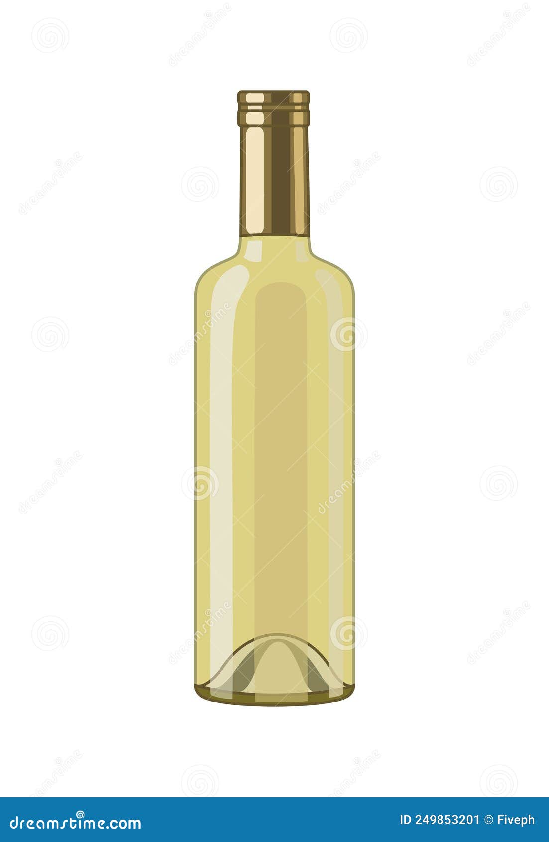 White Wine Bottle, Flat Style Vector Illustration Isolated on White