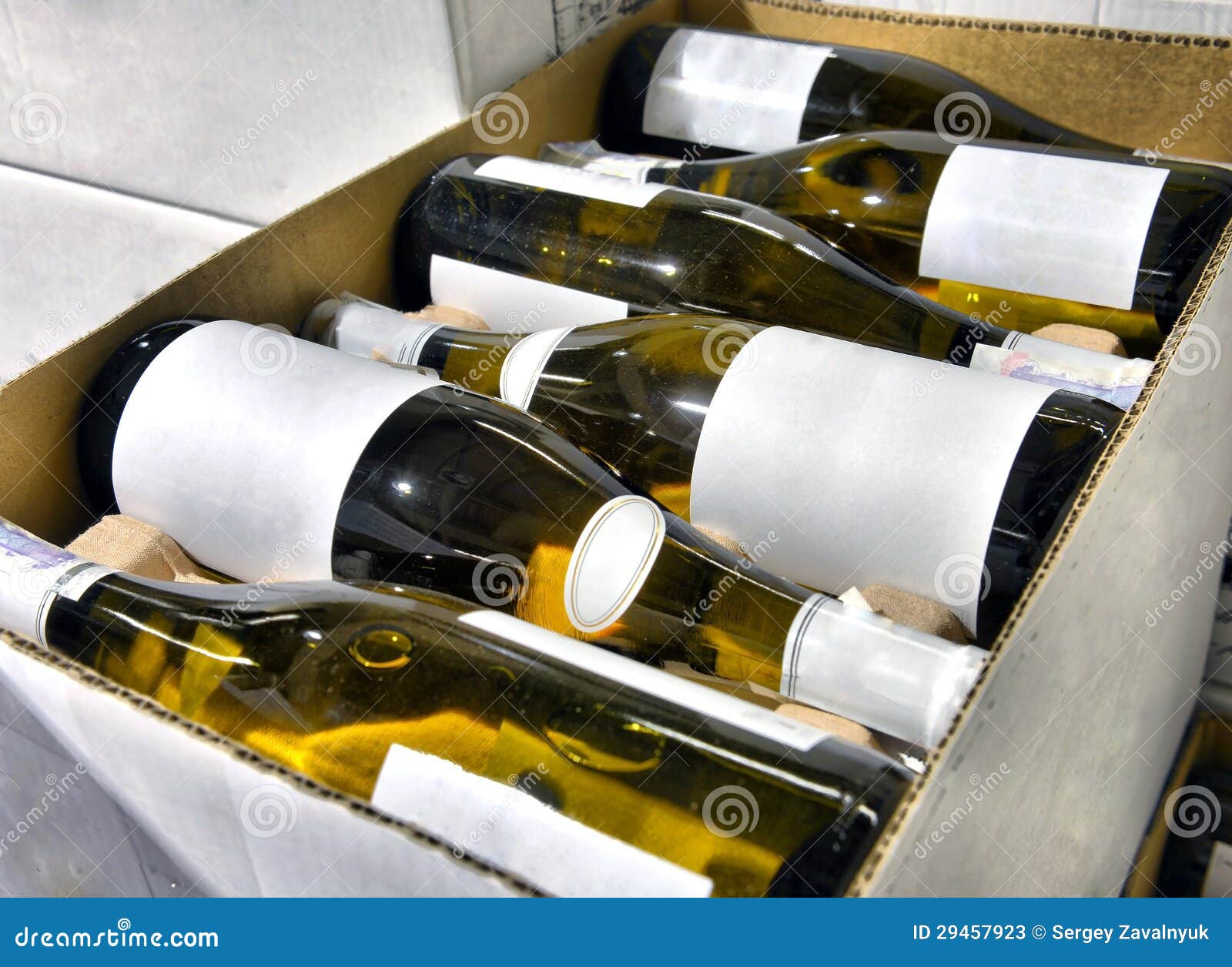 White wine in bottles stock image. Image of label, group 29457923