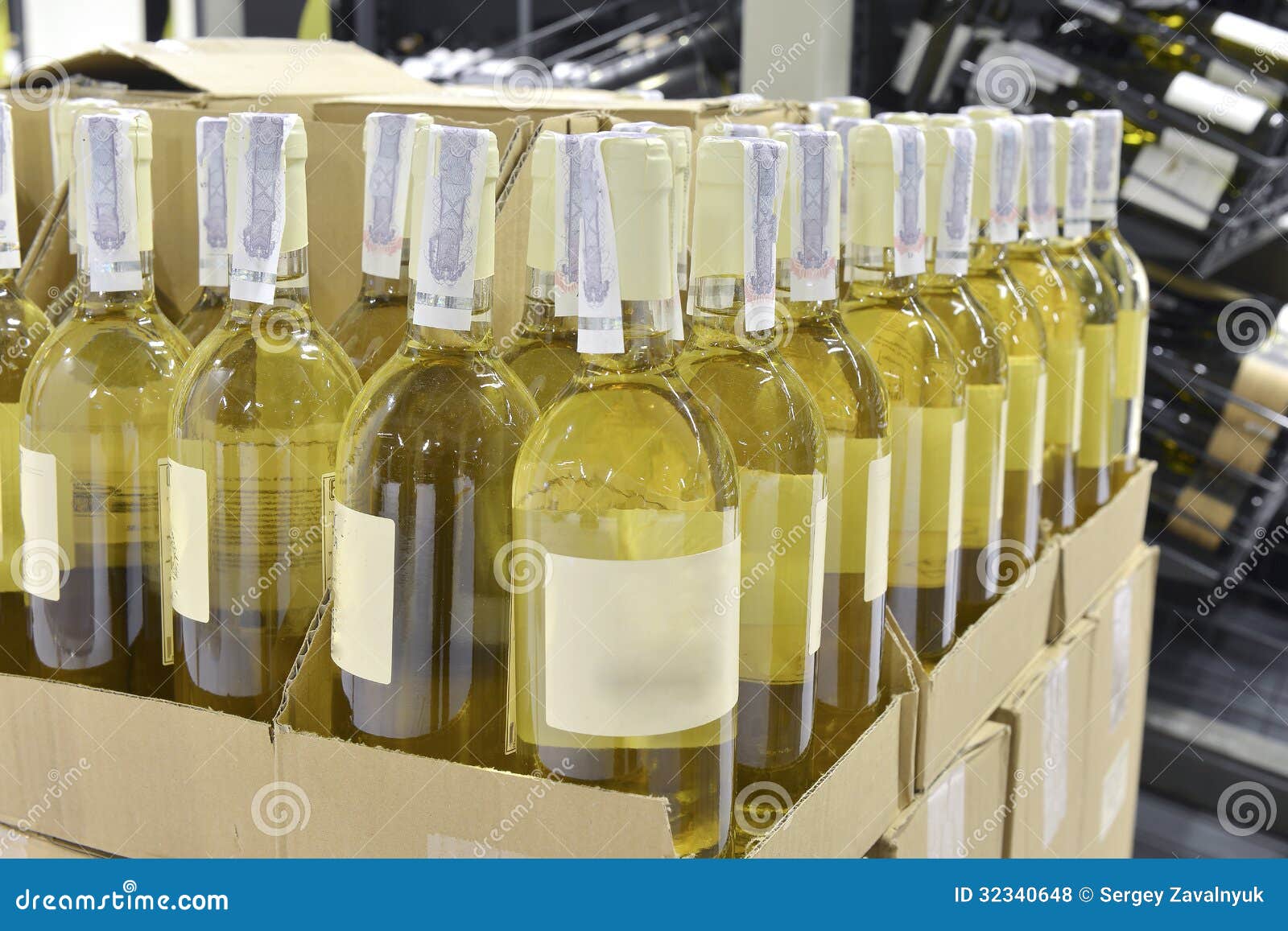 White wine in bottles stock photo. Image of retail, horizontal 32340648