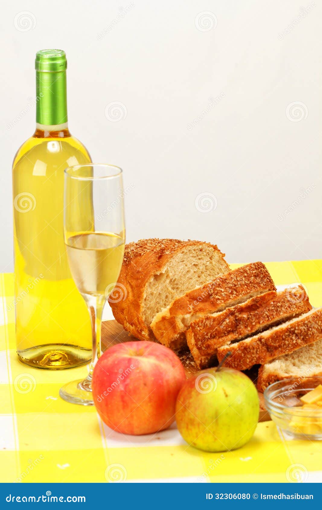White wine and bread stock photo. Image of wine, table 32306080