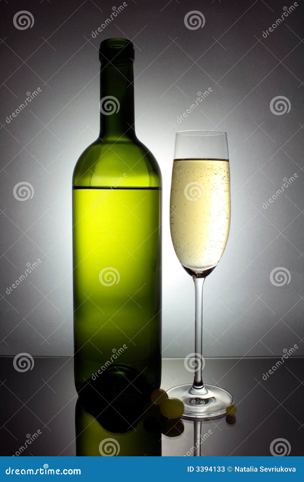 White Wine Glass and Bottle Stock Image Image of drink, cellar 3394133