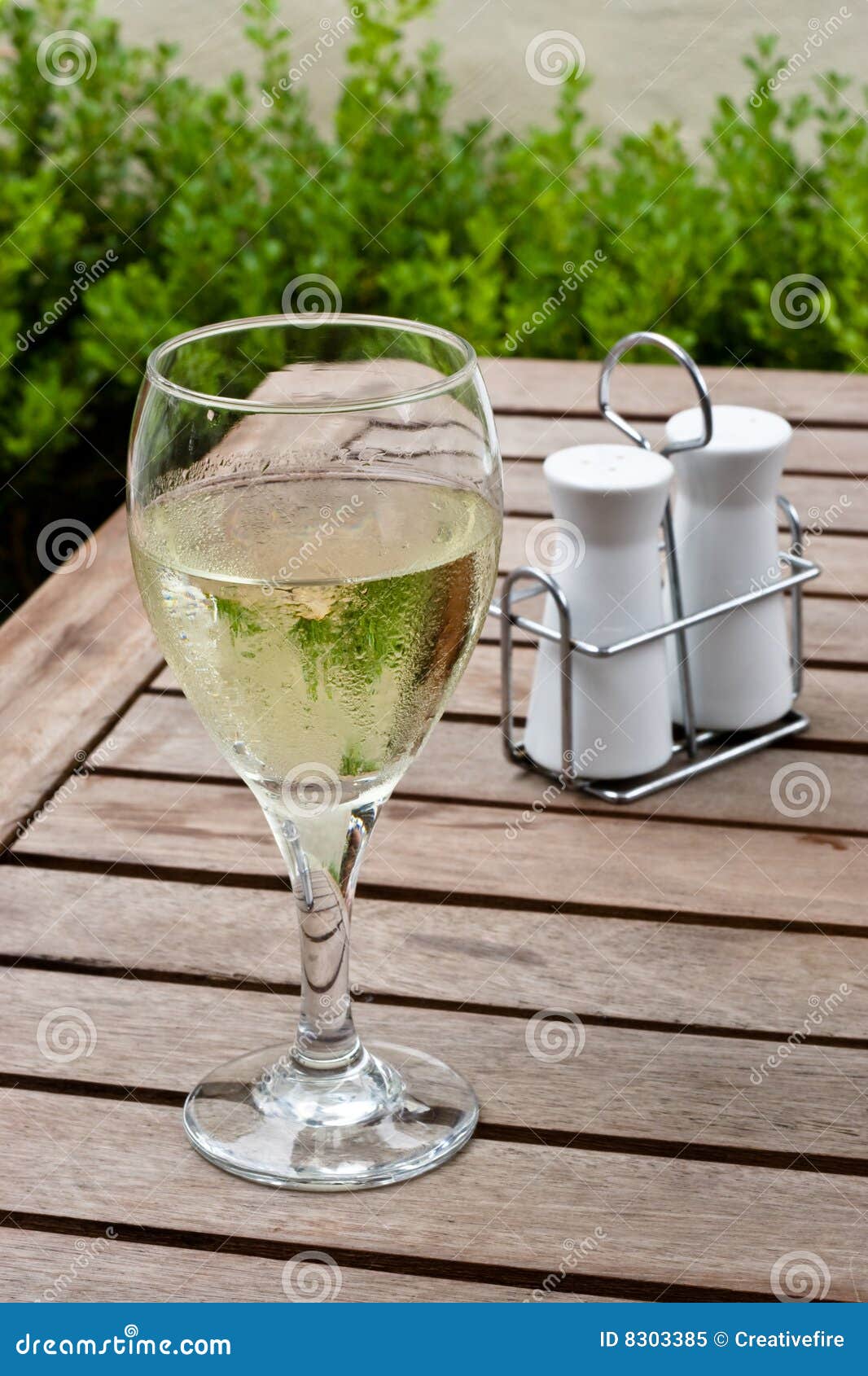 White Wine in Glass on Restaurant Table Stock Image Image of blanc