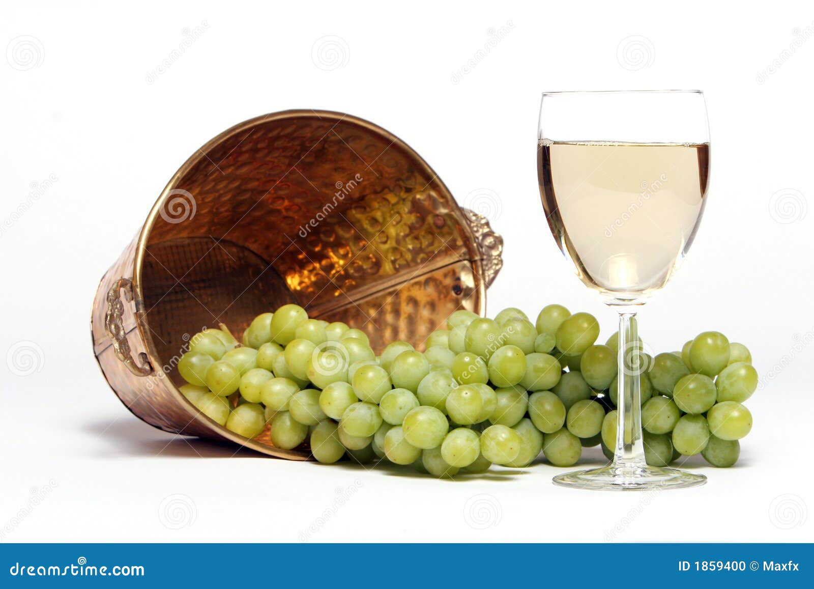White wine and grapes stock photo. Image of isolated, beverage 1859400