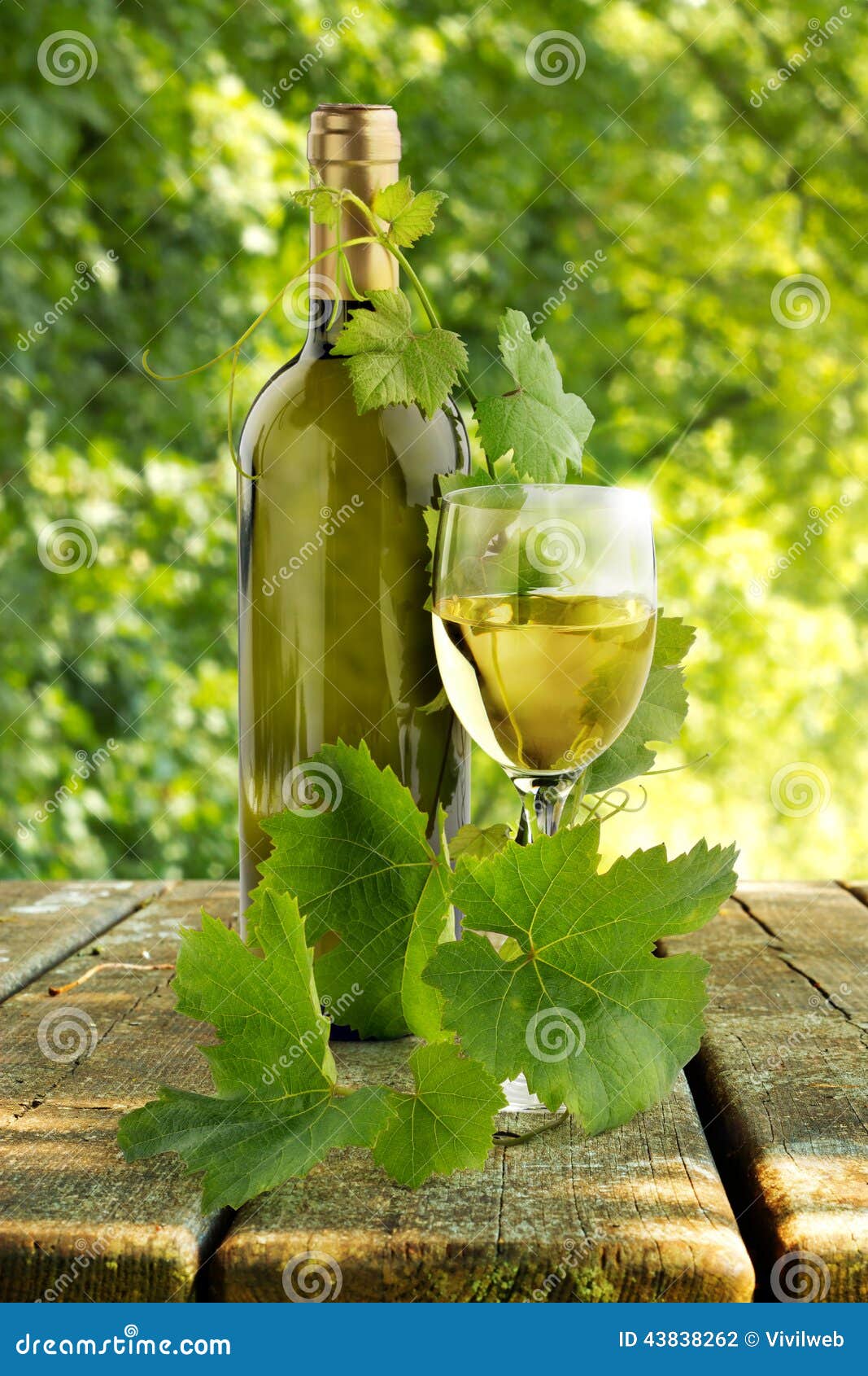 White wine on wooden table stock photo. Image of goblet 43838262