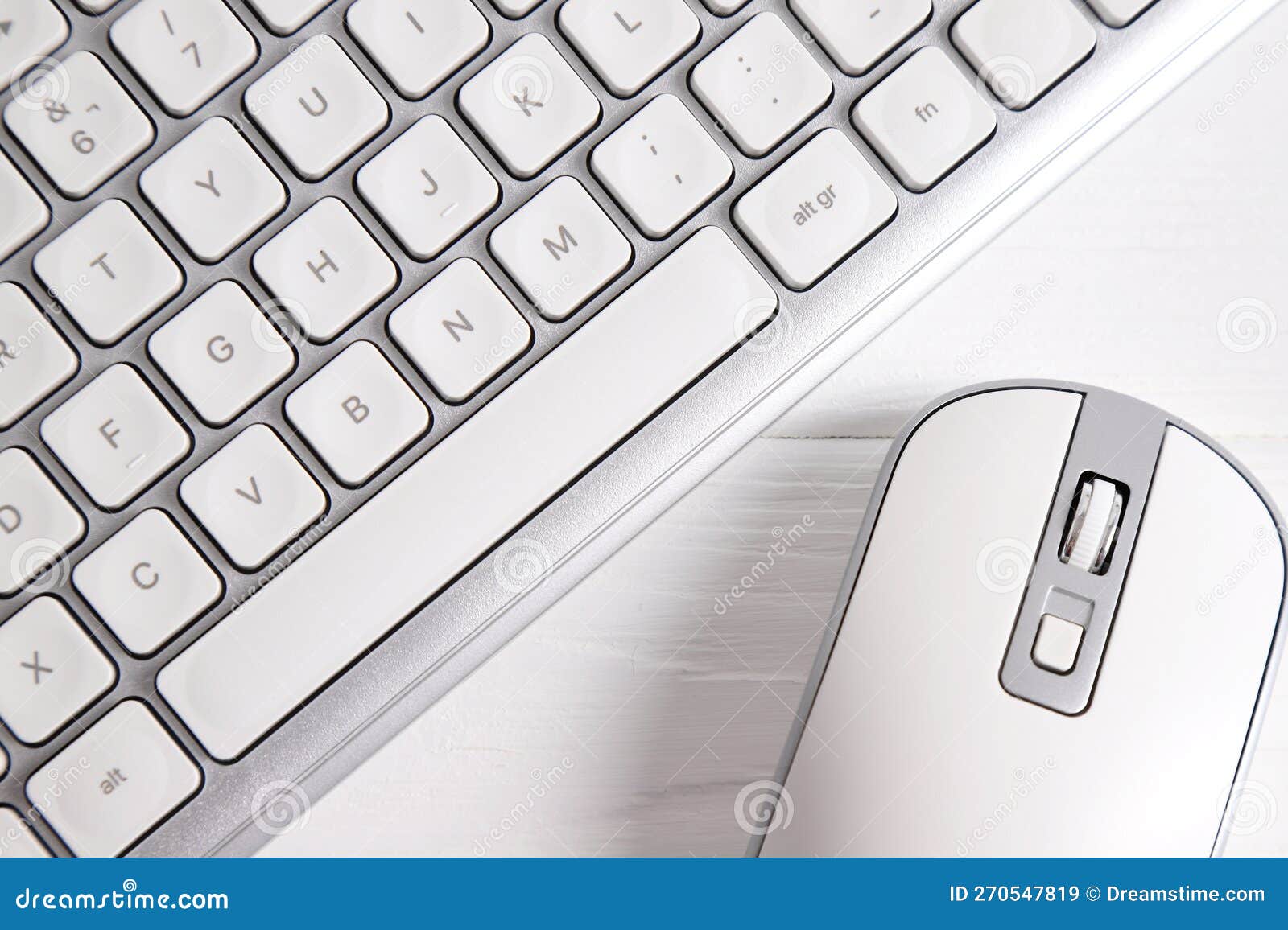 White Wireless Keyboard and Mouse on Table, Pc Equipment Stock Image