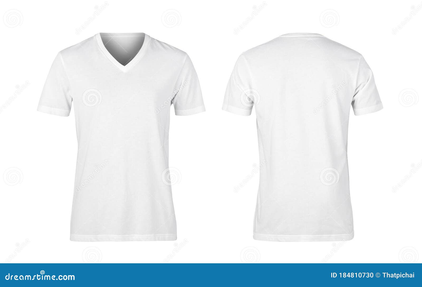 White Woman V-nect T-shirts Front And Back Isolated On White Background ...