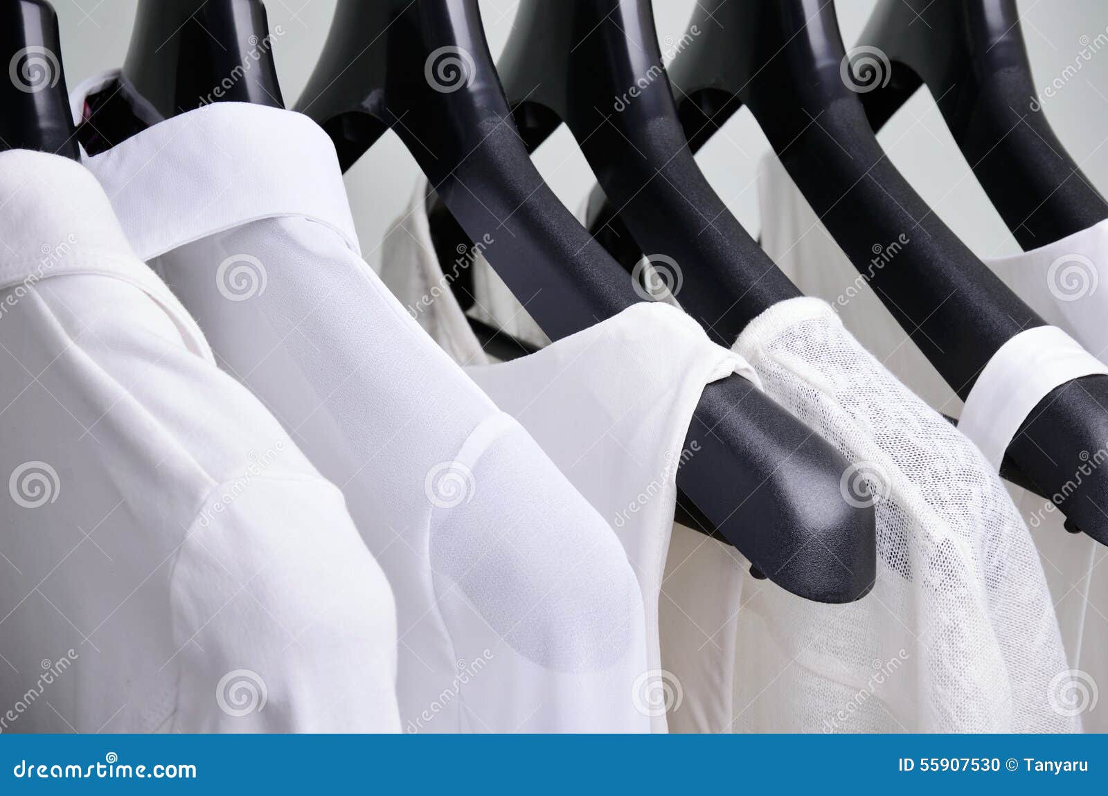 White Womens Clothing Hanging Close Up Horizontal Stock Photo - Image ...