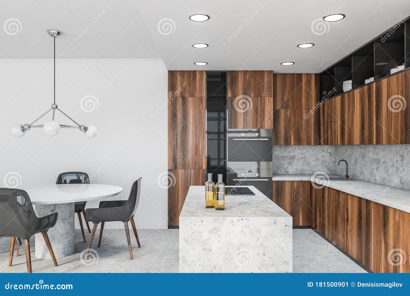 White And Wood Kitchen With Table