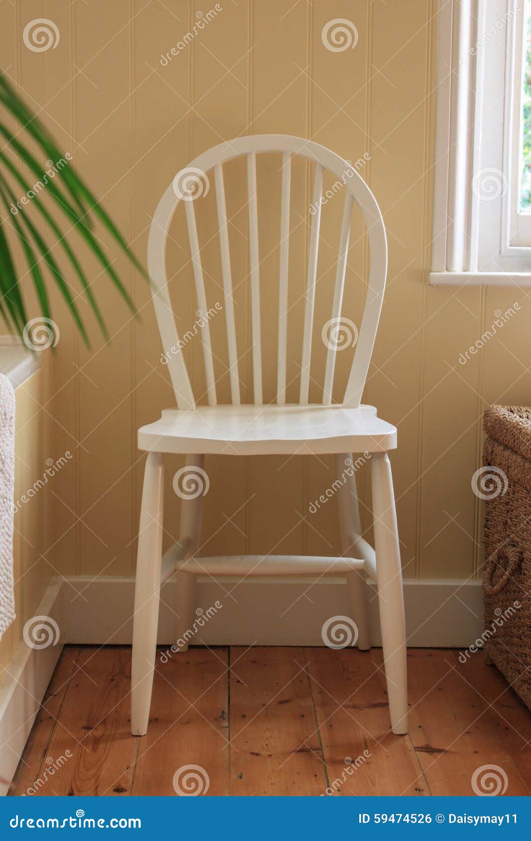 White Wooden Bathroom Chair Stock Photo - Image of power ...