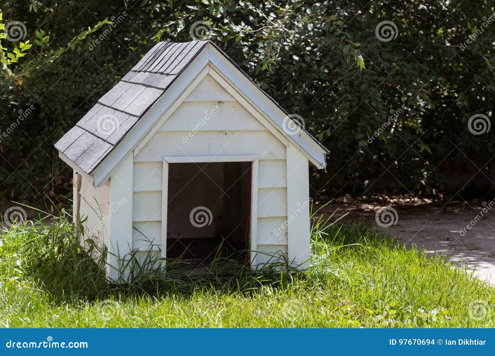 White Wooden Doghouse On A House Backyard Stock Photo Image Of