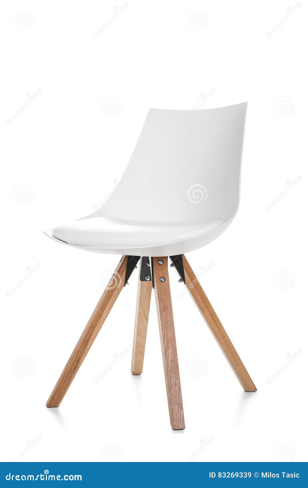 White Wooden Leg Chairs Isolated on White Background. Stock Image