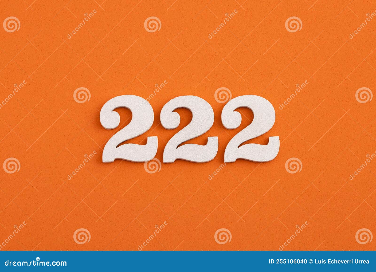 number 222 - on orange foam rubber background