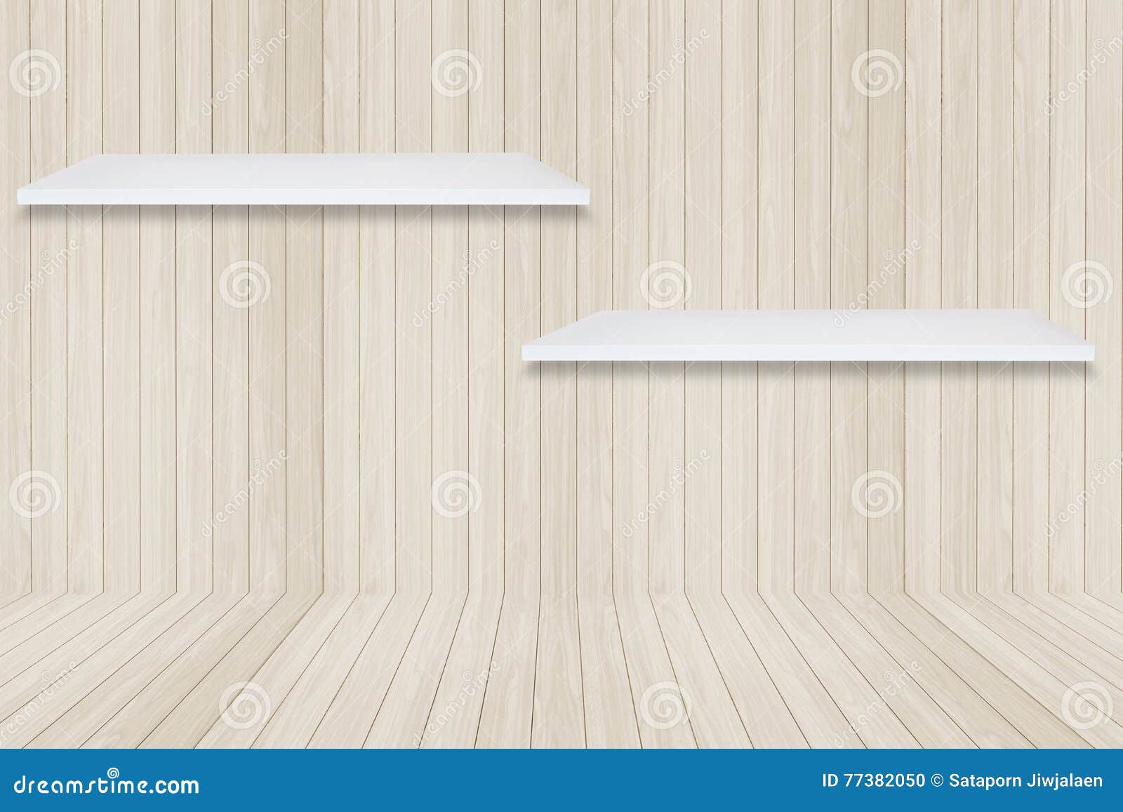 White Wooden Shelf Wall for Product Display Stock Photo Image of