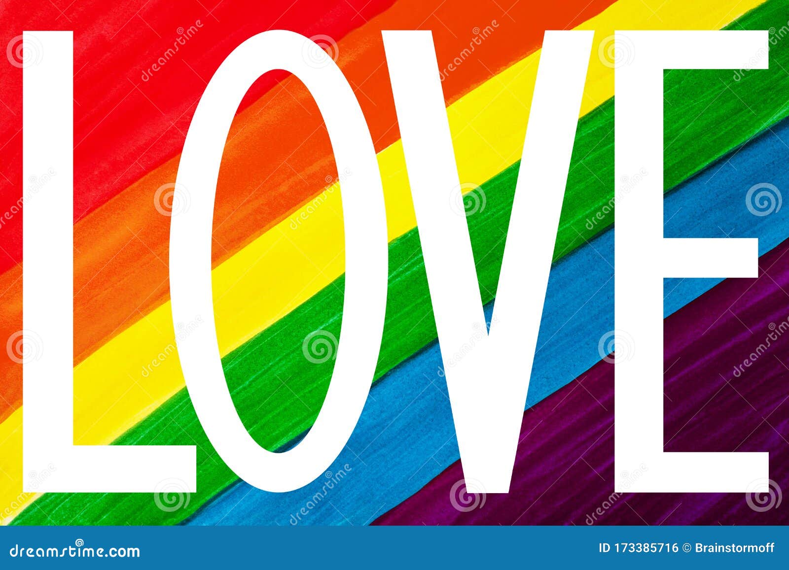 White Word LOVE Isolated on Rainbow Colors Background Close Up, LGBT ...