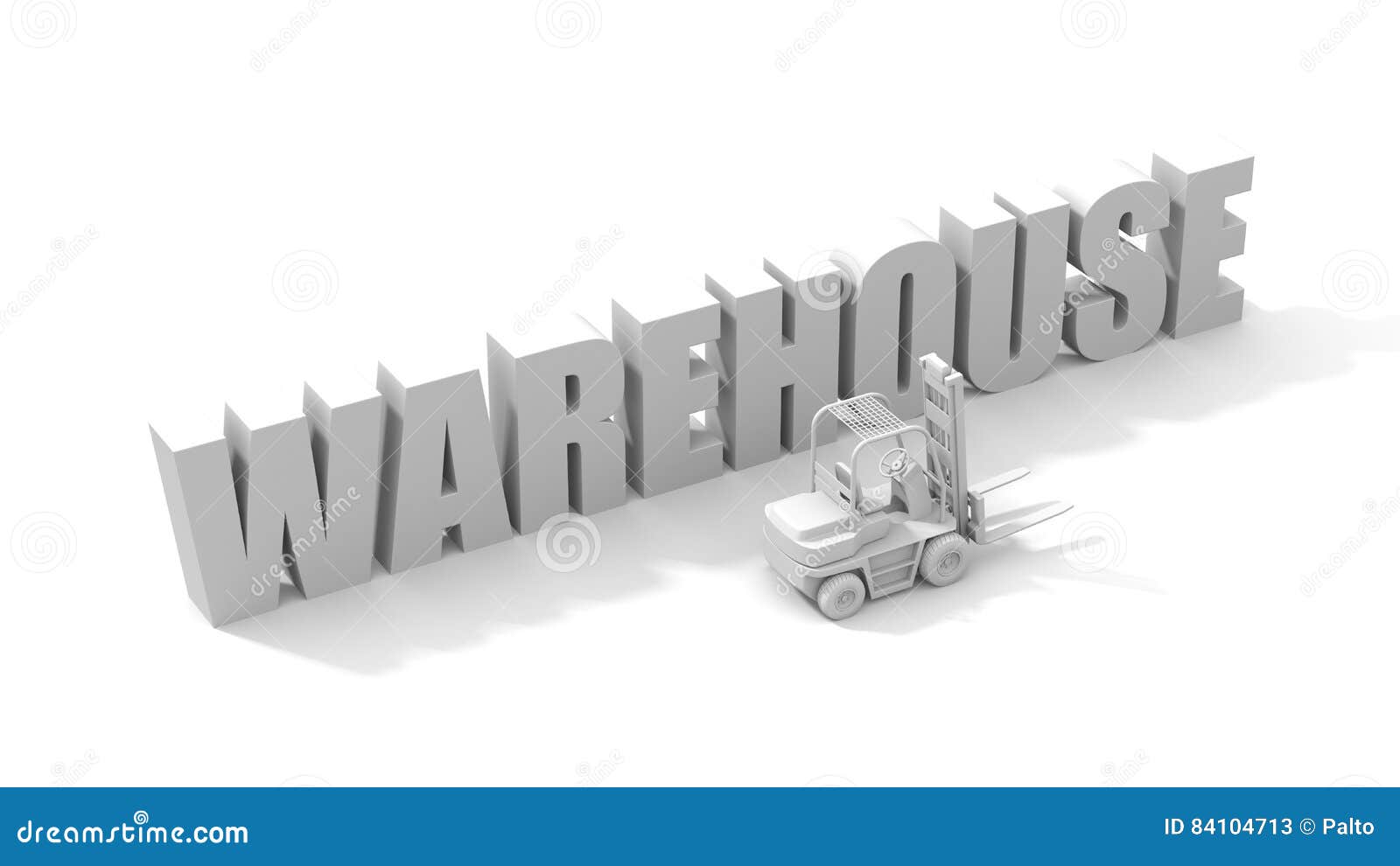 White Word Warehouse with Forklifts Stock Illustration Illustration