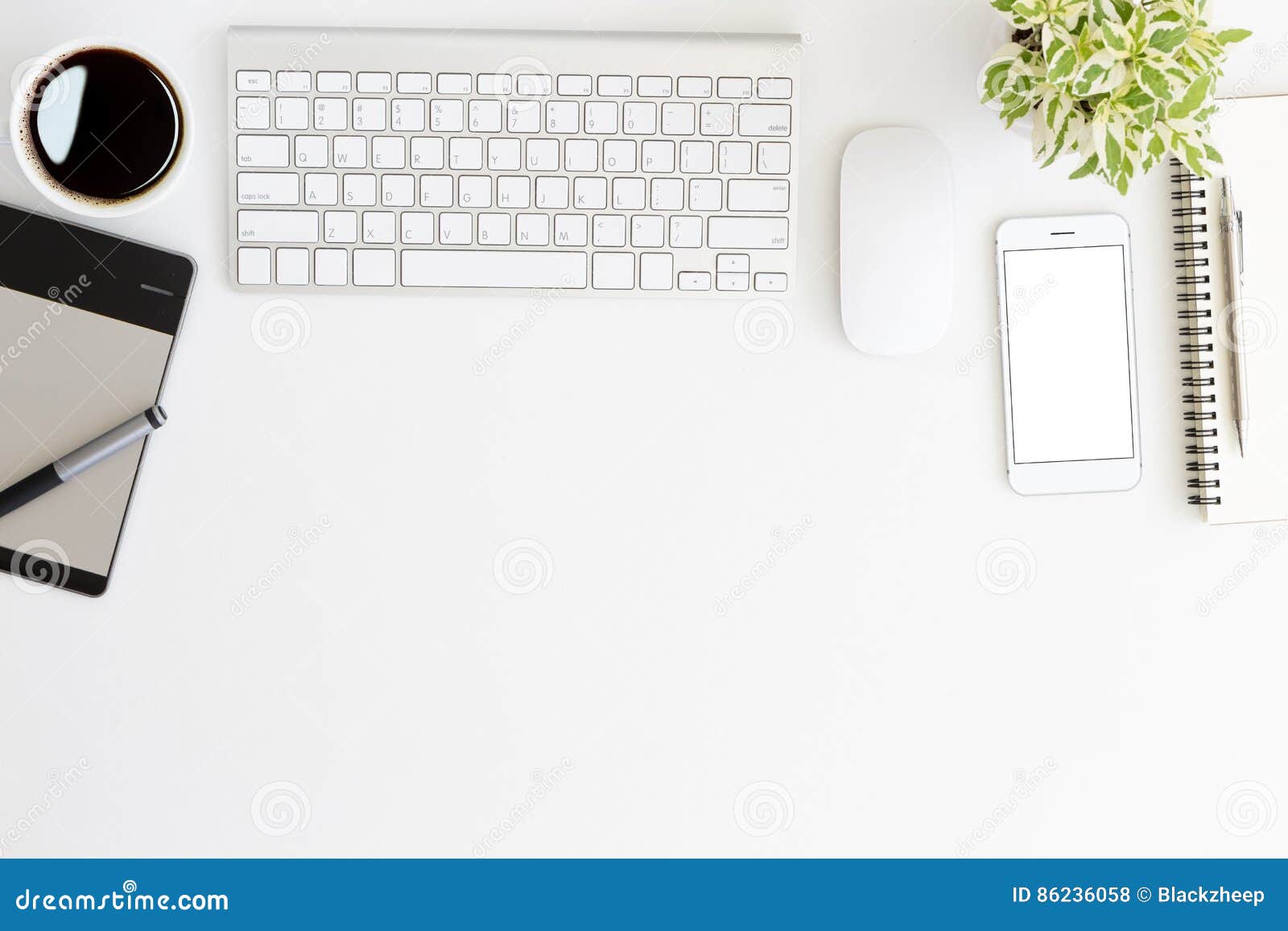 white workspace desk on top