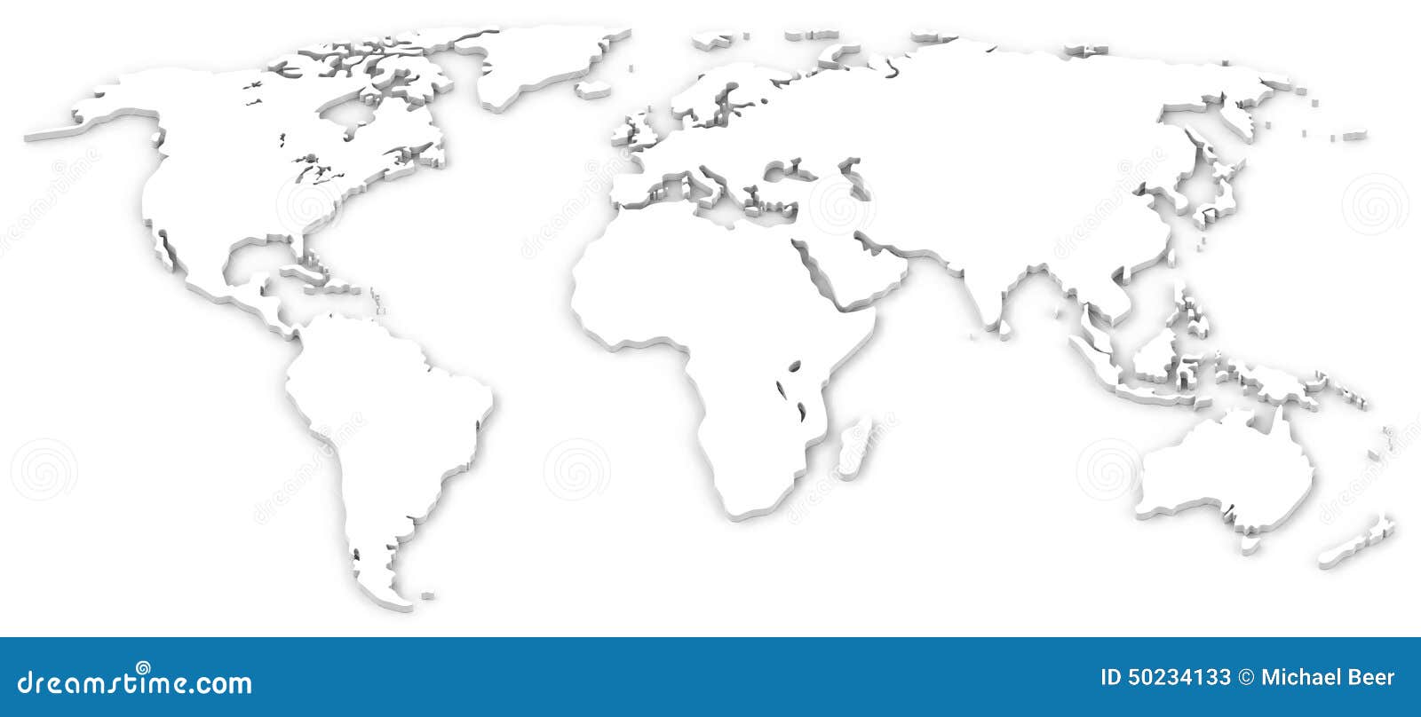 The White World Map Stock Illustration - Image: 50234133