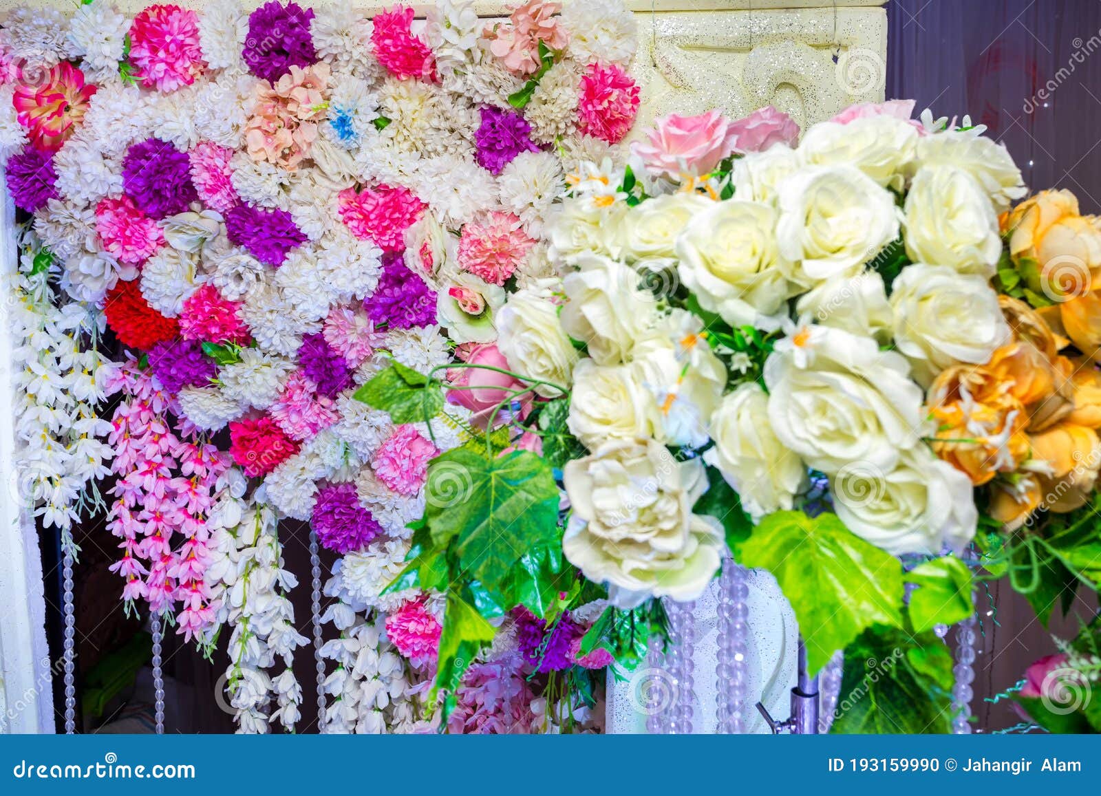 White Yellow Artificial Plastic Flowers Wedding Stock Photo Image of filament, electric 193159990