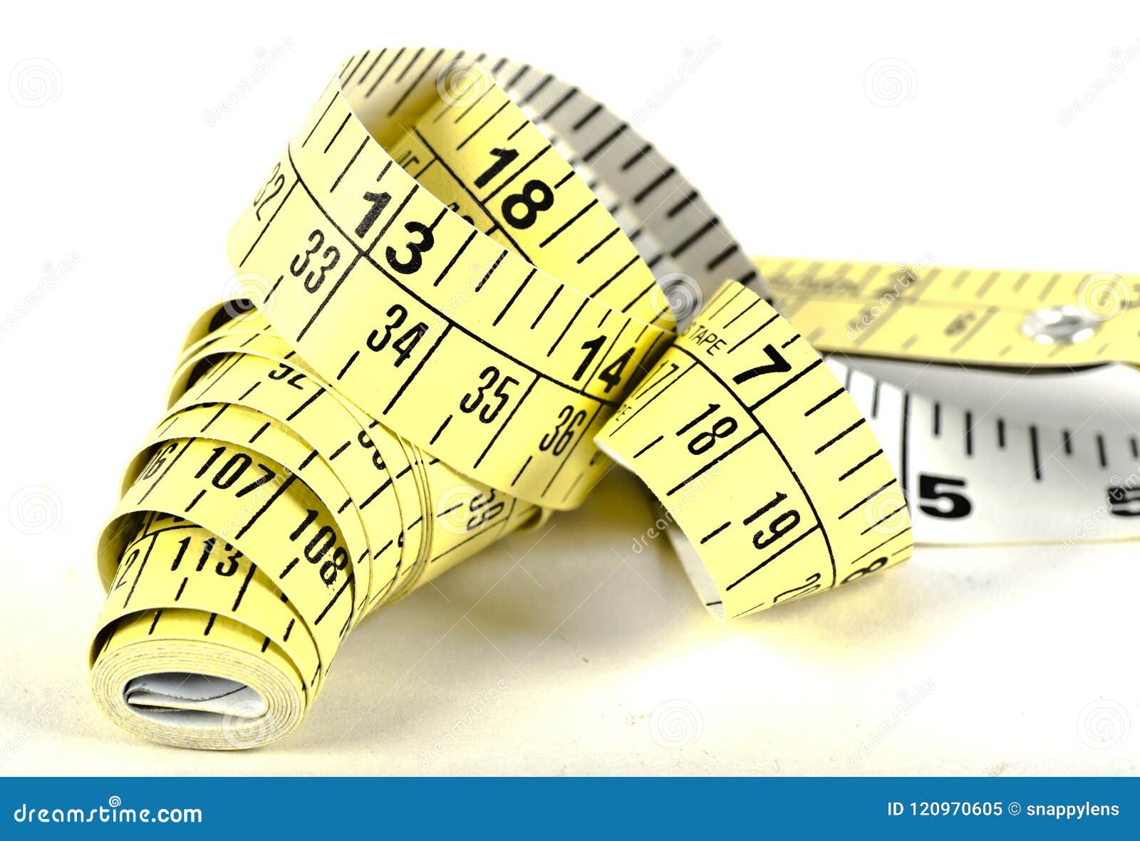 A White and Yellow Tailors Measuring Tape Stock Image Image of