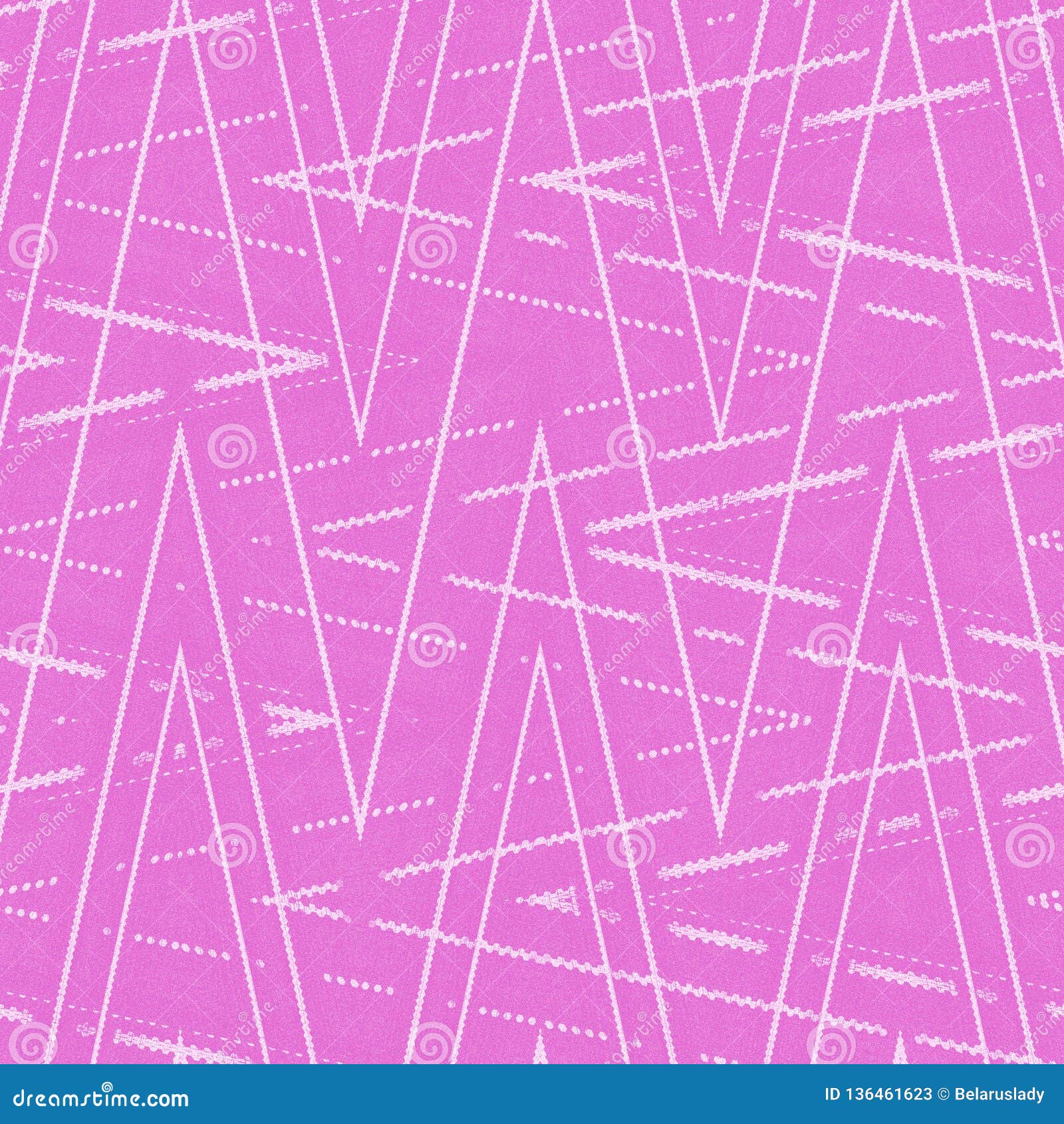 White Zigzag Stripes on Pink Background Pattern Stock Illustration
