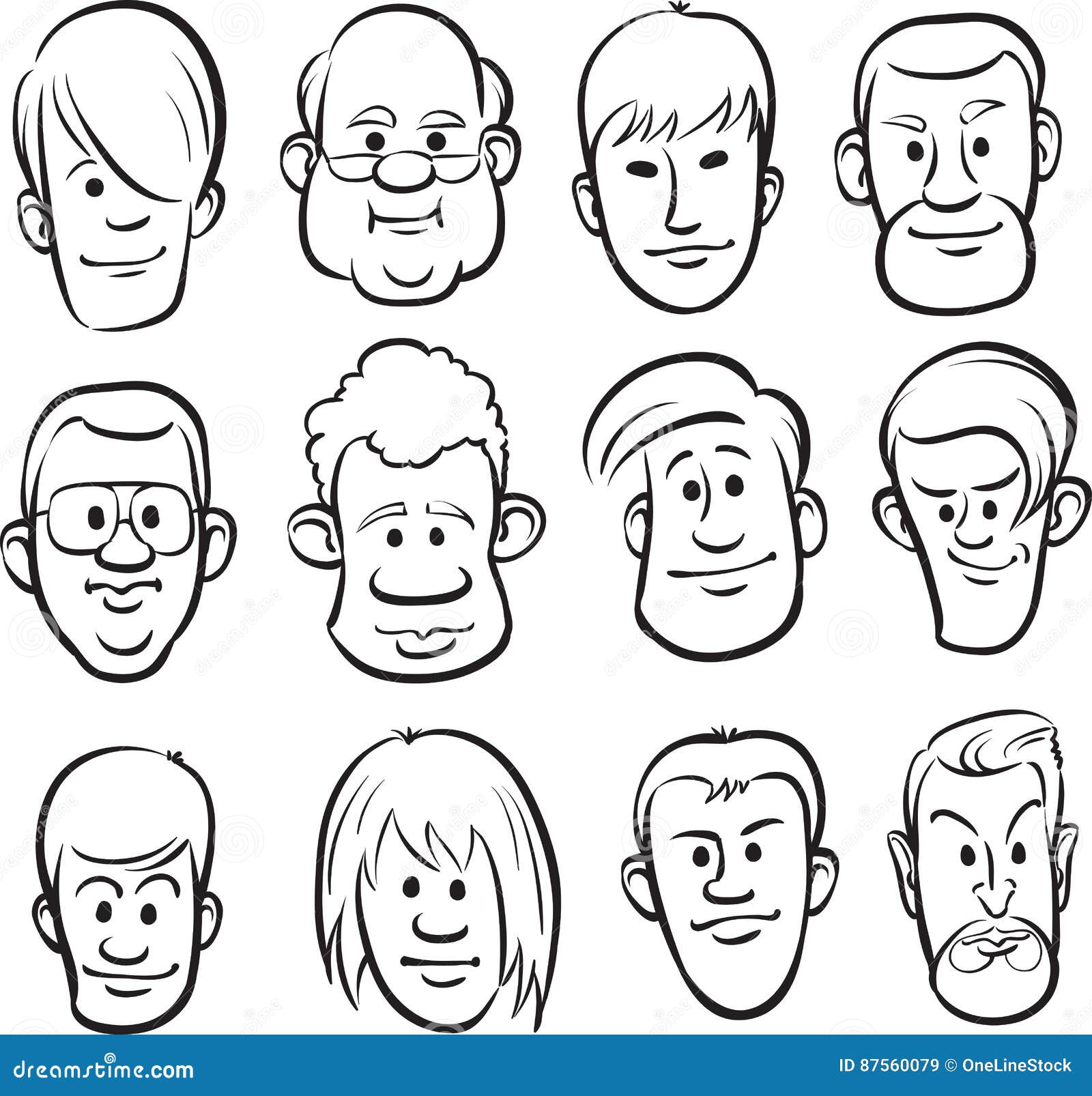 Whiteboard Drawing - Men Faces Cartoon Heads Stock Vector - Illustration of  book, isolated: 87560079