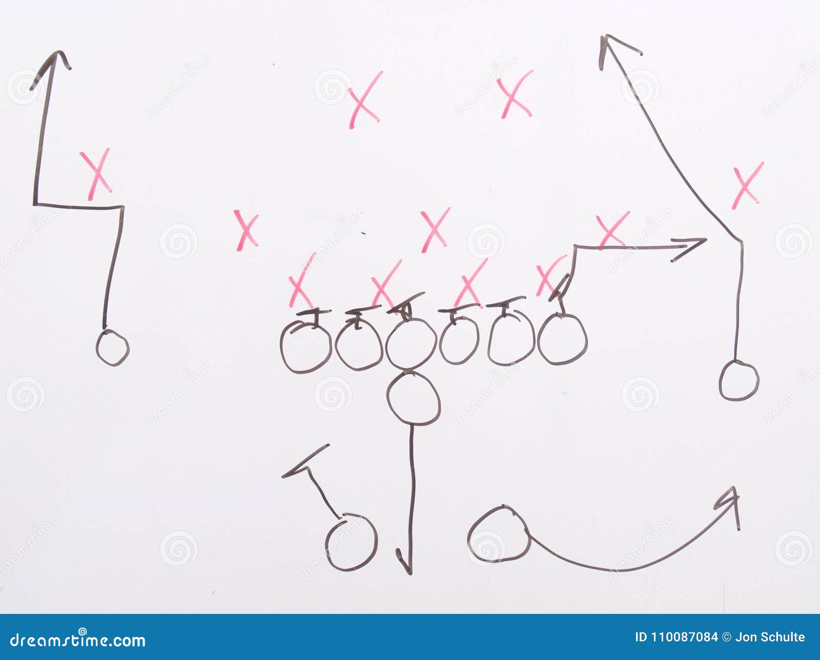 Whiteboard football play stock illustration. Illustration of chalk
