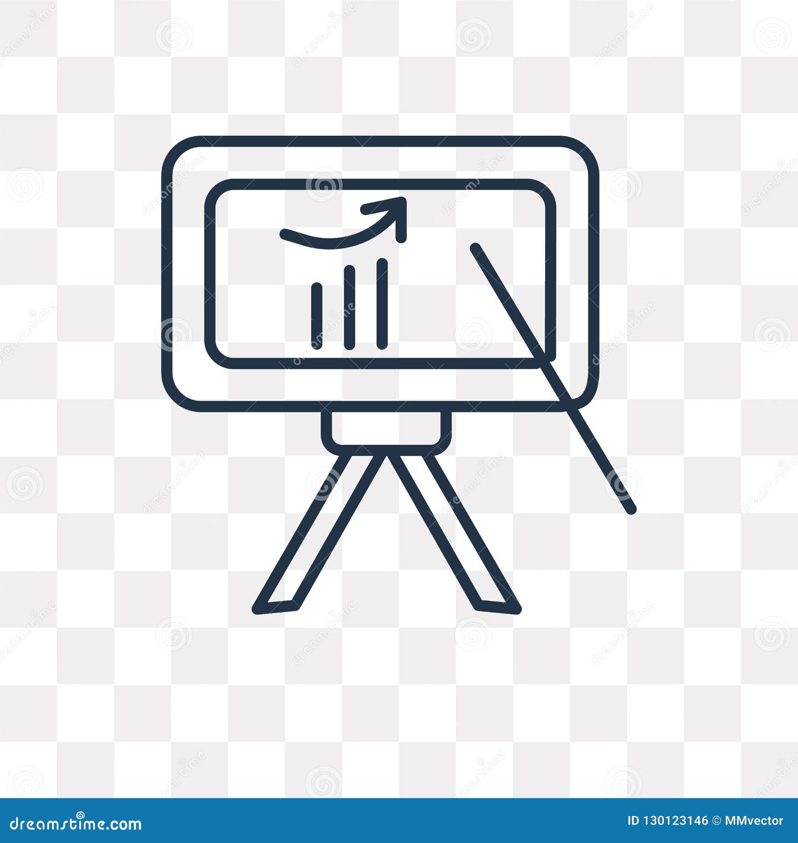 Whiteboard Vector Icon Isolated on Transparent Background, Linear