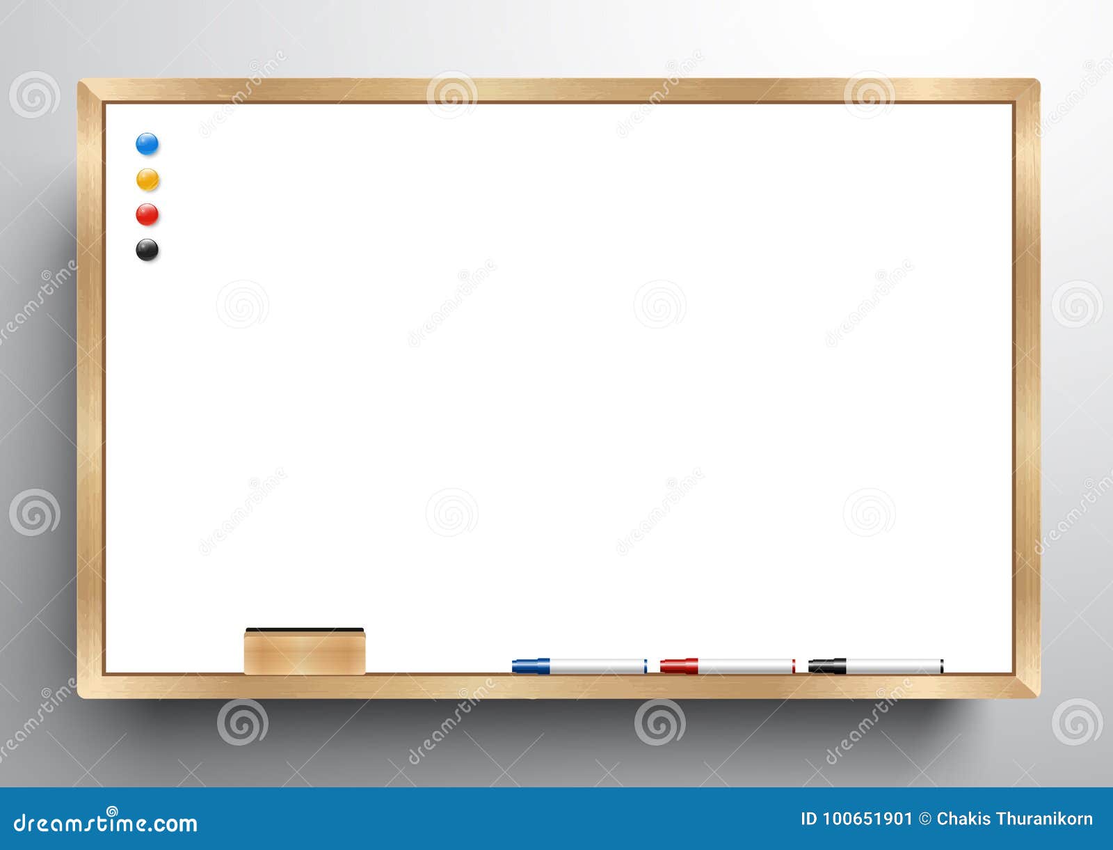 whiteboard wooden frame with eraser whiteboard, color marker and magnetic,  