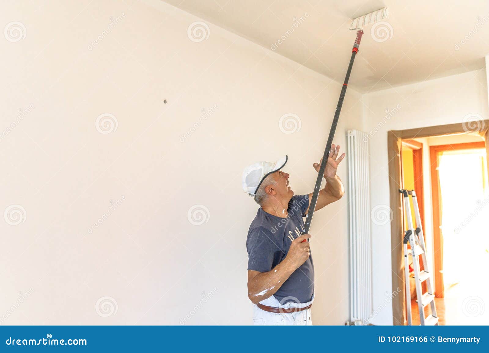 Whitewasher At Work Stock Photo Image Of Male Apartment 102169166