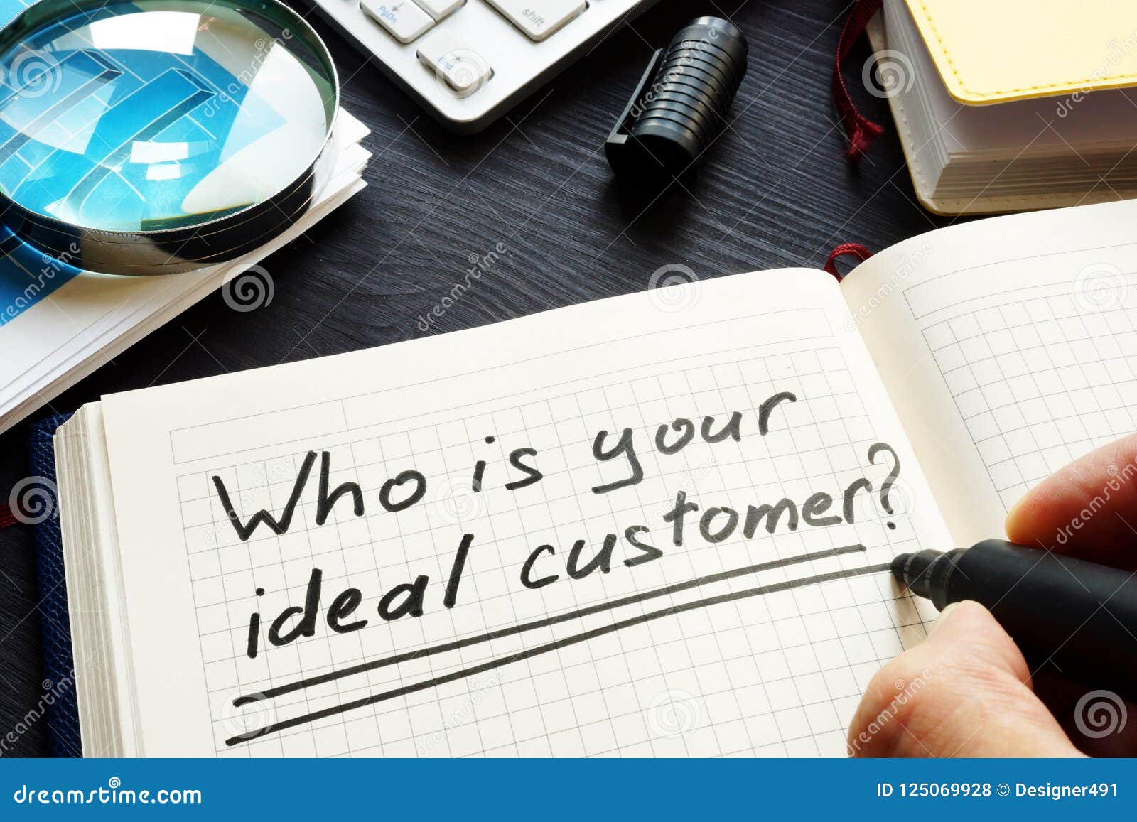 who is your ideal customer handwritten in a note. loyalty and satisfaction.