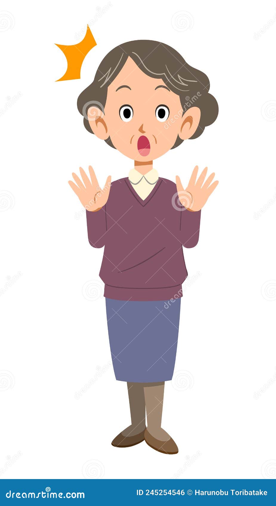 The Whole Body of a Surprised Elderly Woman Stock Vector - Illustration ...