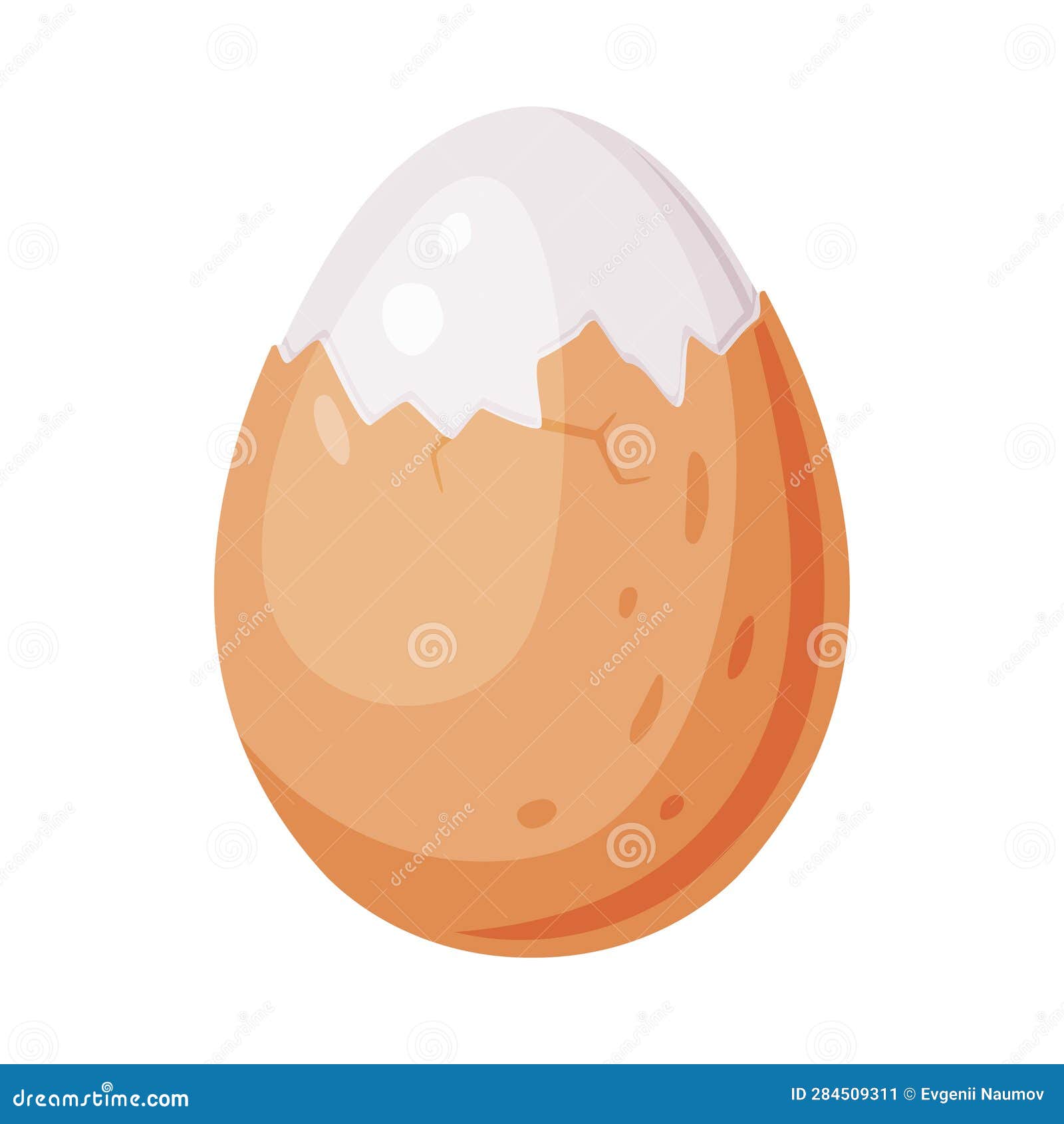 Whole Boiled Egg with Brown Shell Vector Illustration Stock Vector