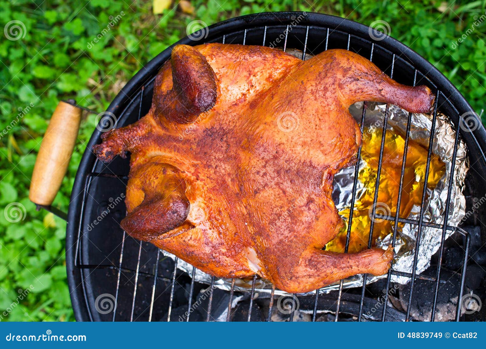 Whole chicken on the BBQ stock image. Image of delicious 48839749